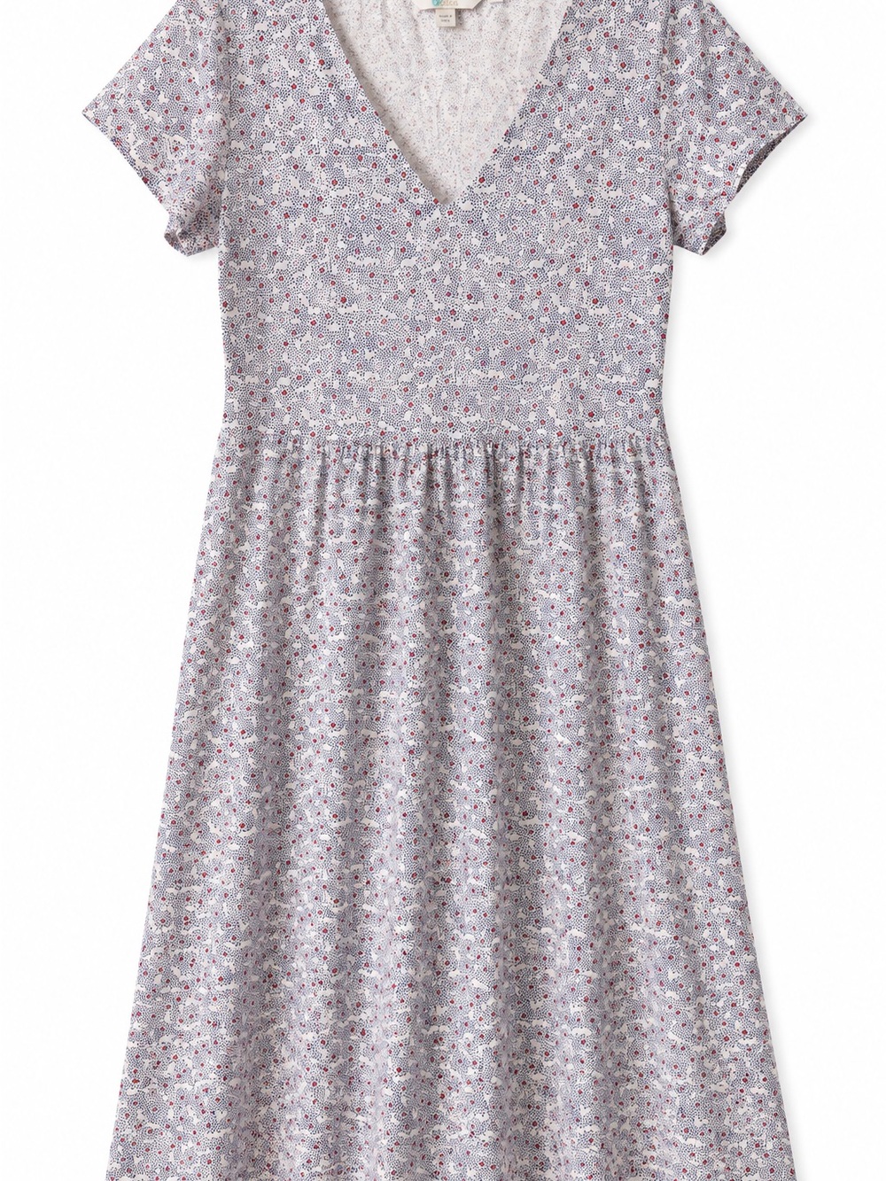 Boden Penelope Jersey Dress 8L Blue Red Floral V Neck Fit Flare Midi
